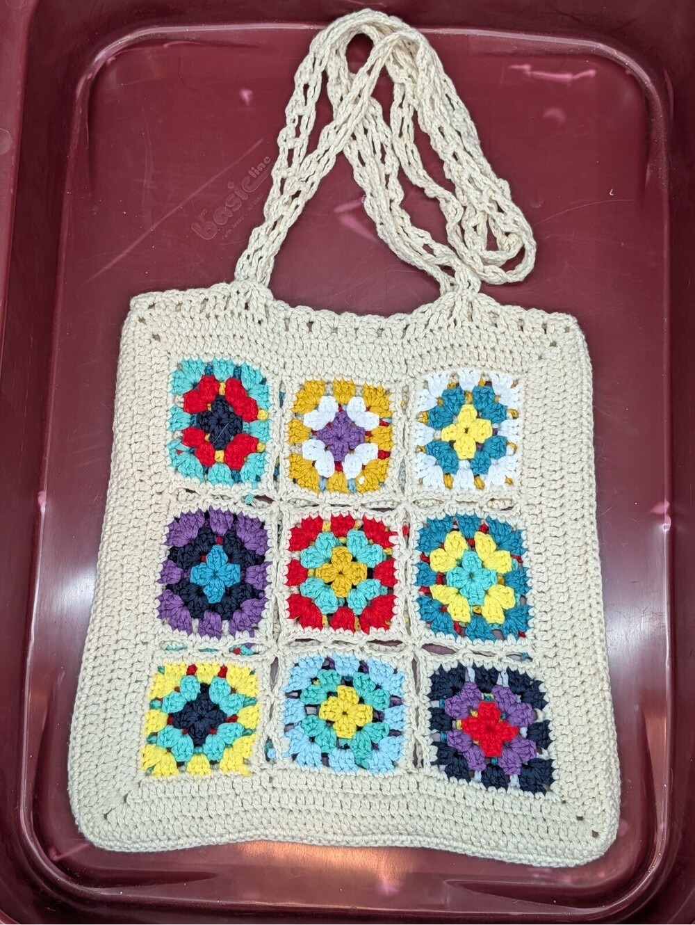 Handmade Crochet Shoulder Bag, Granny Knit Bag, Colorful Women Bag, Casual Bag